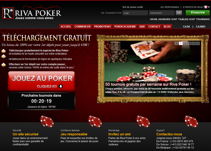 Jouer sur la salle de poker en ligne Riva Poker